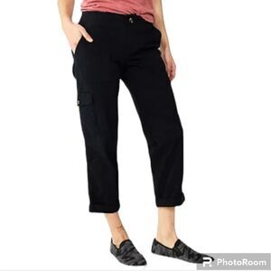 Sonoma Comfort Waist Utility Capri Pants Cotton Waistband Black Plus Size 28W
